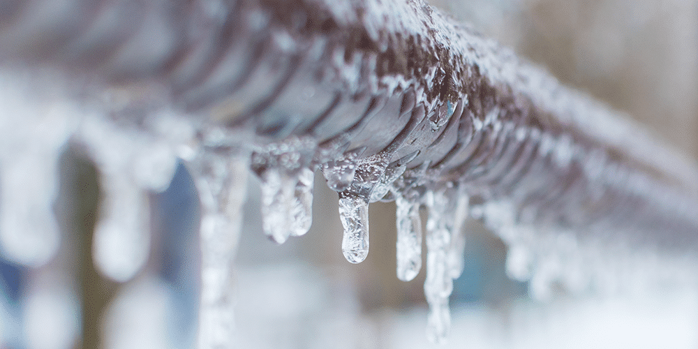 Indoor pipes are frozen solid with icicles dangling off them after a nasty winter.